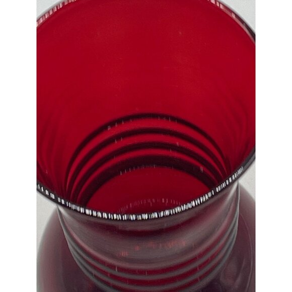 anchor hocking ruby red glass vase clear fluted ring 6.25x3" READ - Picture 4 of 8
